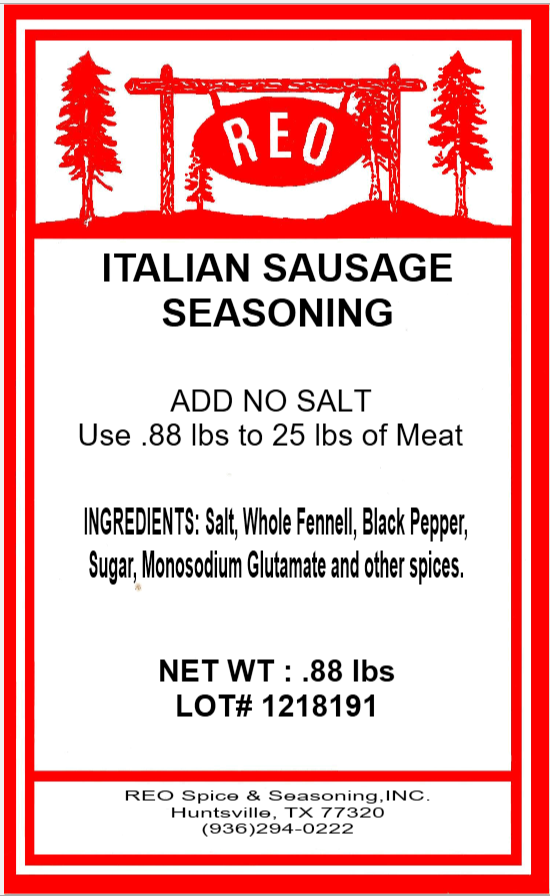 Italian Sausage Seasoning – Reo Spice And Seasoning Inc